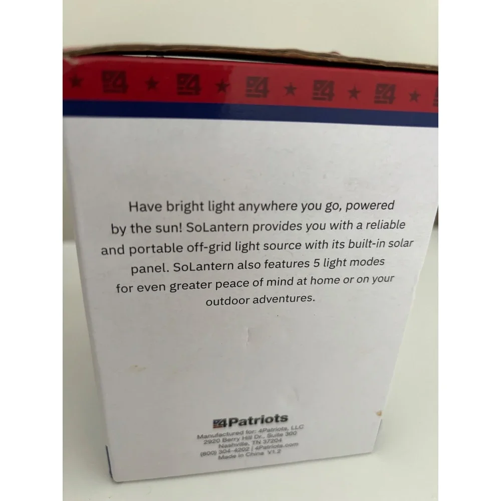 4Patriots SoLantern Solar Powered Portable LED Camping Lantern Emergency Light